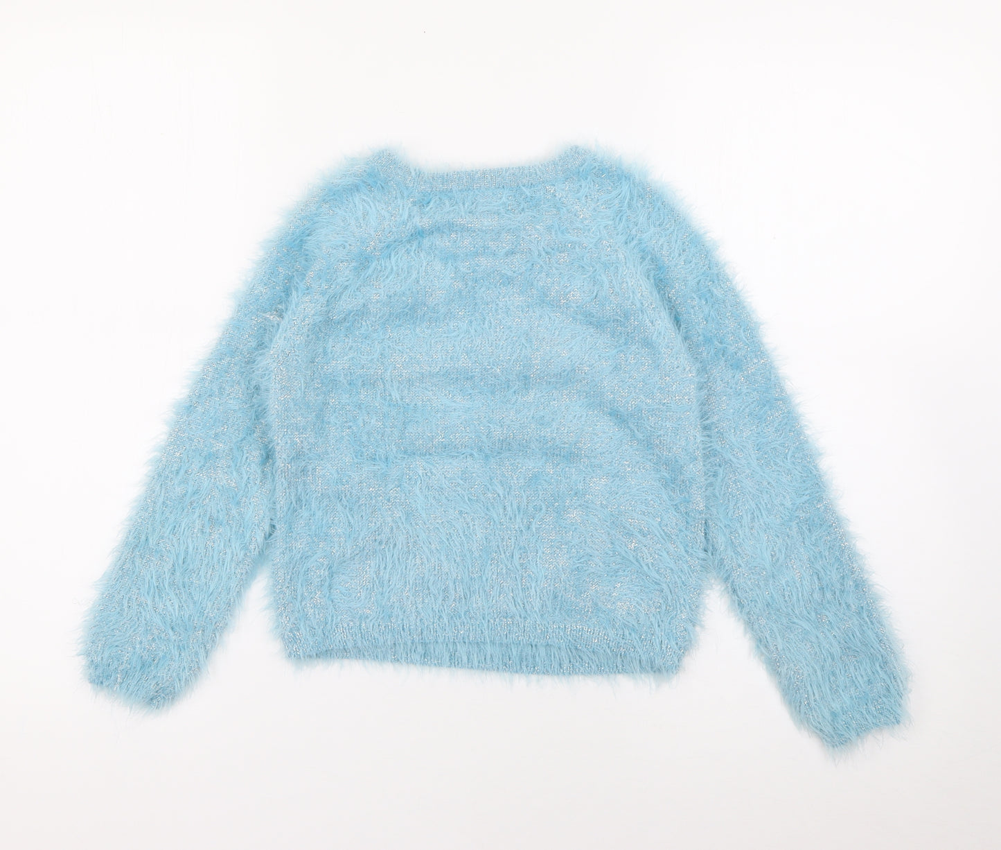Monsoon Girls Blue Crew Neck  Nylon Pullover Jumper Size 9-10 Years   - Sparkle