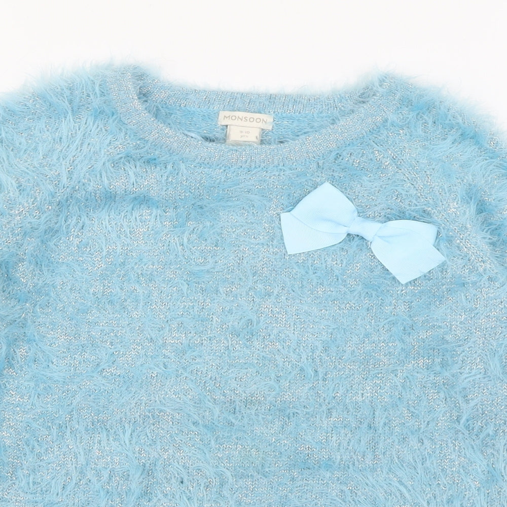 Monsoon Girls Blue Crew Neck  Nylon Pullover Jumper Size 9-10 Years   - Sparkle