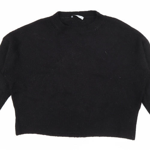 Zara Womens Black Crew Neck  Acrylic Pullover Jumper Size M