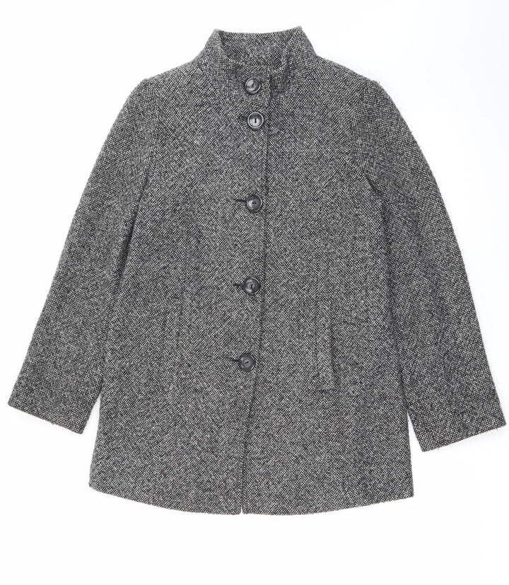 BHS Womens Grey Overcoat Coat Size 10 Button