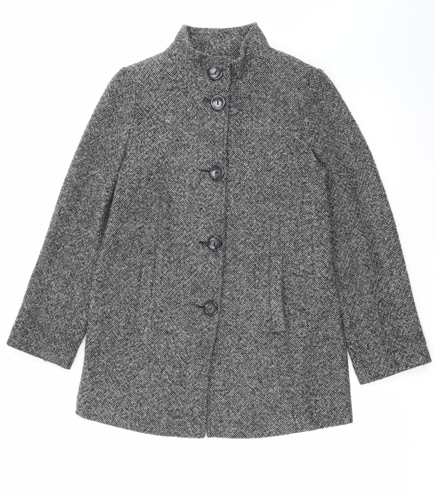 BHS Womens Grey   Overcoat Coat Size 10  Button