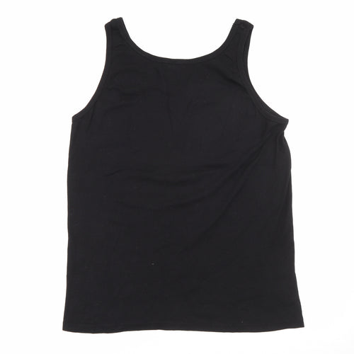 Vincent Womens Black  Cotton Basic Tank Size 10 Scoop Neck