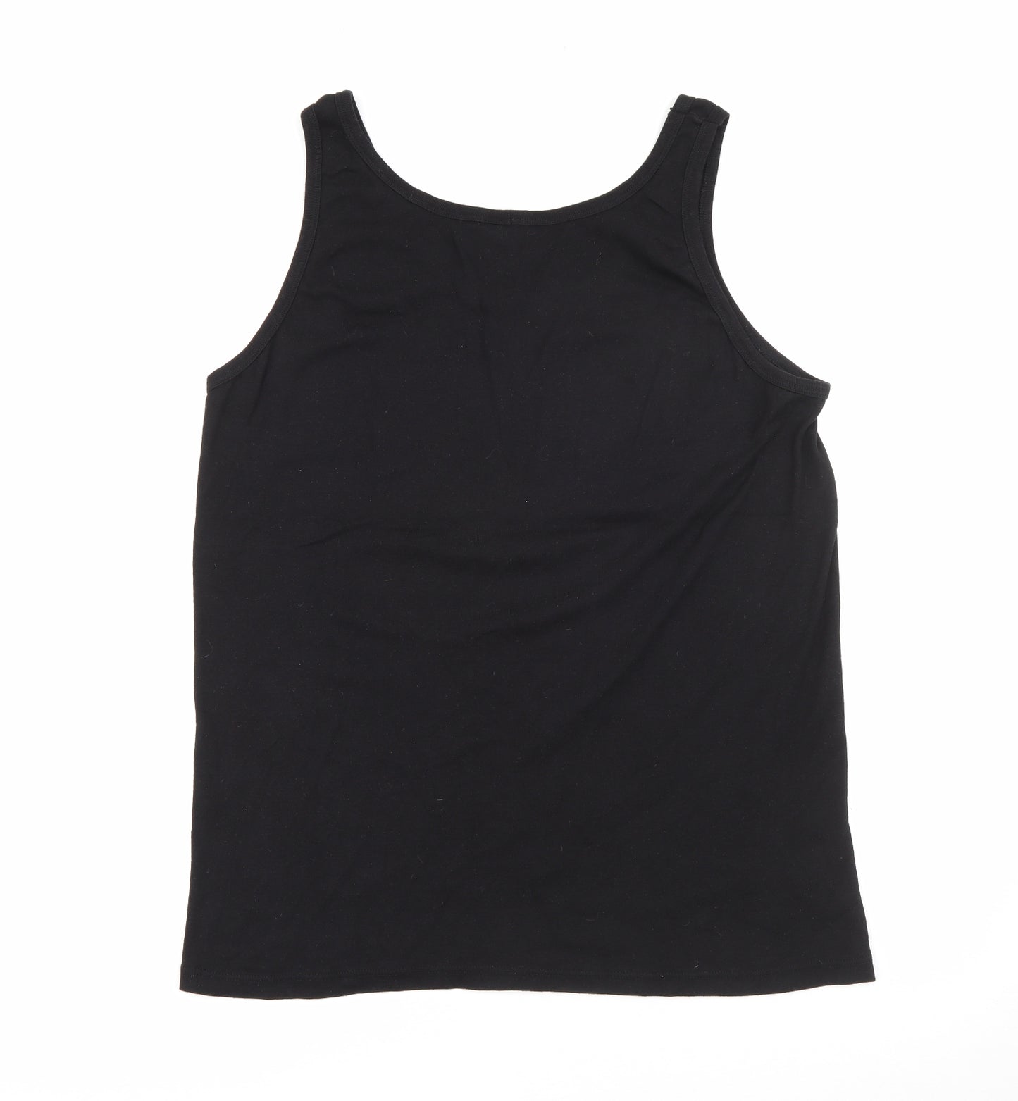 Vincent Womens Black  Cotton Basic Tank Size 10 Scoop Neck