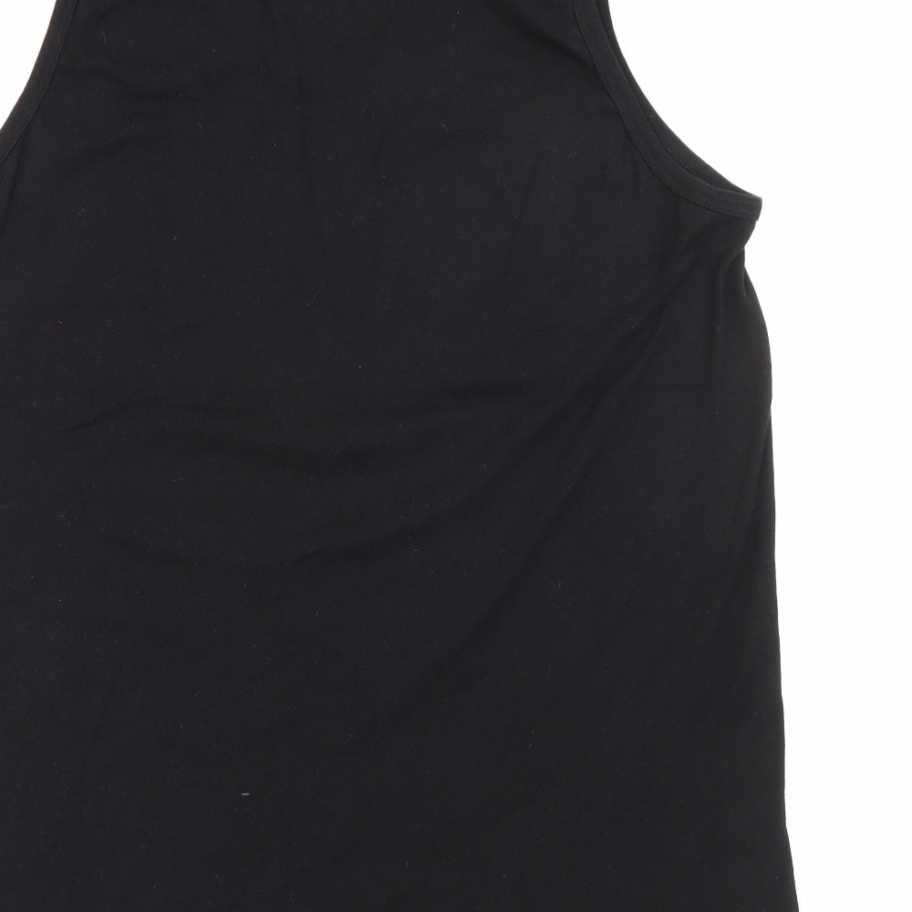 Vincent Womens Black  Cotton Basic Tank Size 10 Scoop Neck