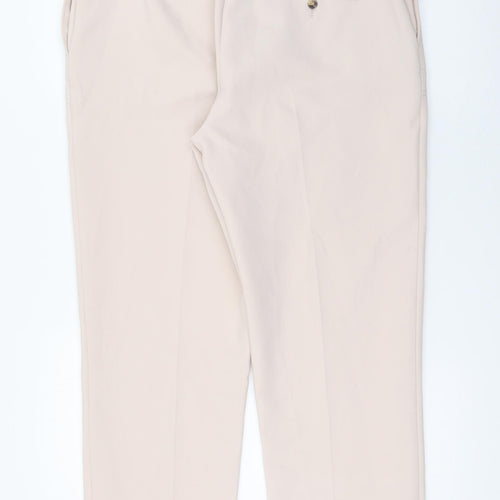 Marks and Spencer Womens Ivory  Polyester Trousers  Size 12 L28 in Regular Zip