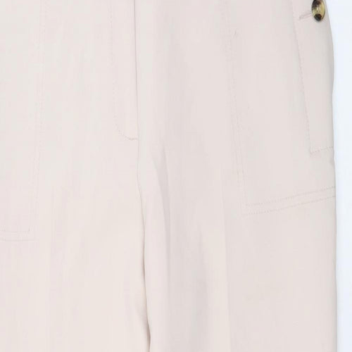 Marks and Spencer Womens Ivory  Polyester Trousers  Size 12 L28 in Regular Zip