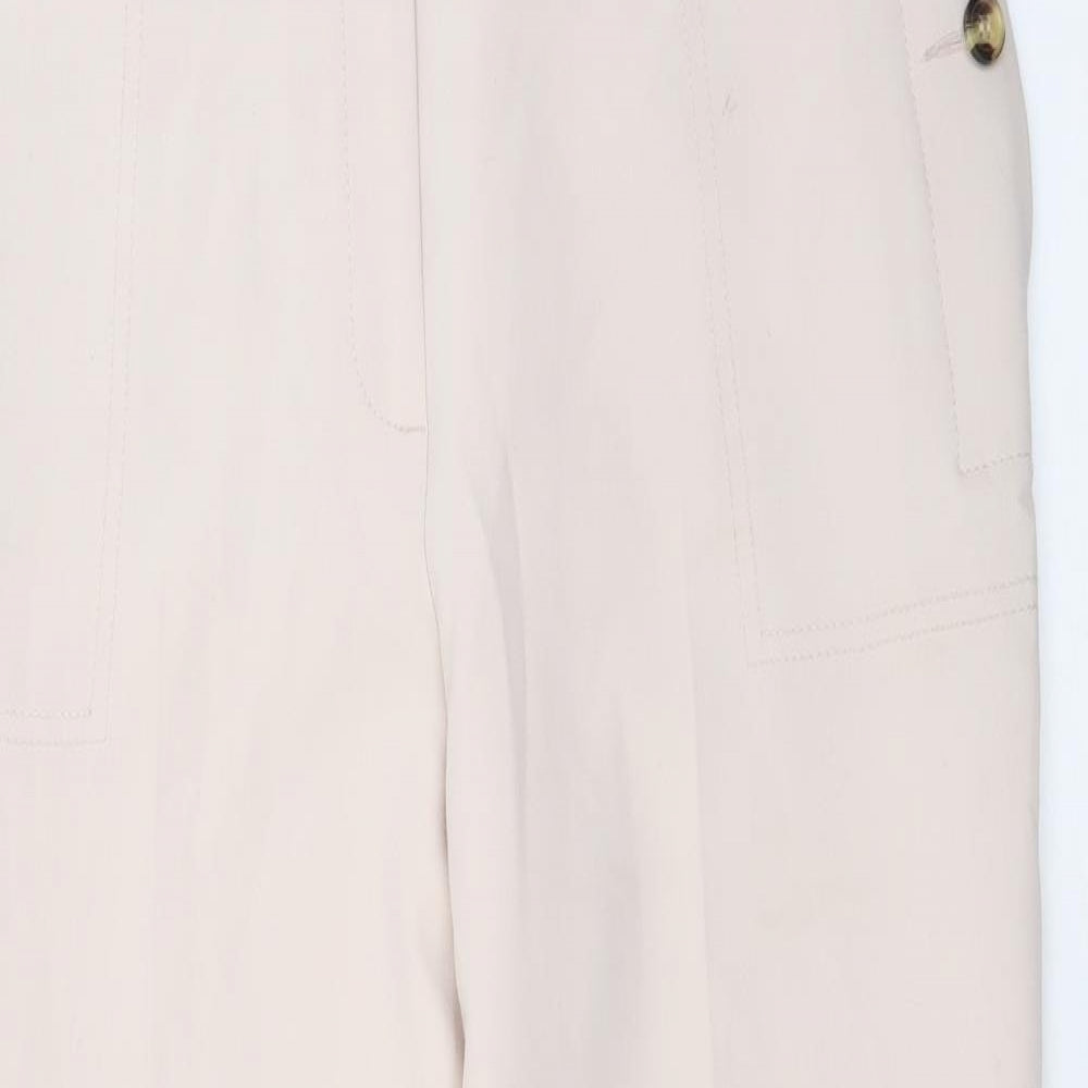 Marks and Spencer Womens Ivory  Polyester Trousers  Size 12 L28 in Regular Zip