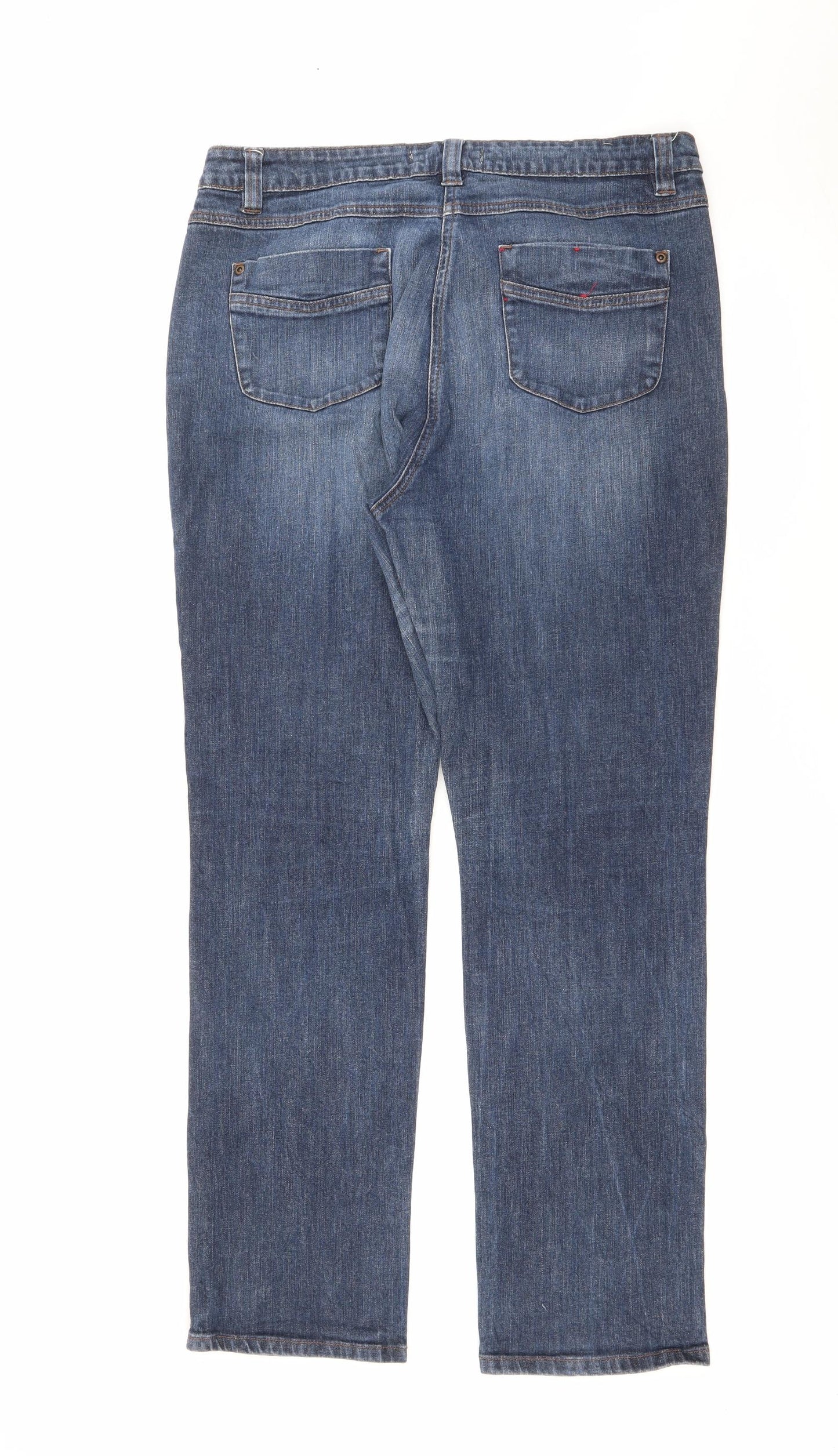 Papaya Womens Blue  Cotton Straight Jeans Size 16 L29 in Regular Button