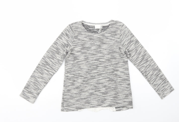 F&F Girls Grey Crew Neck Polyester Pullover Jumper Size 8-9 Years Pullover