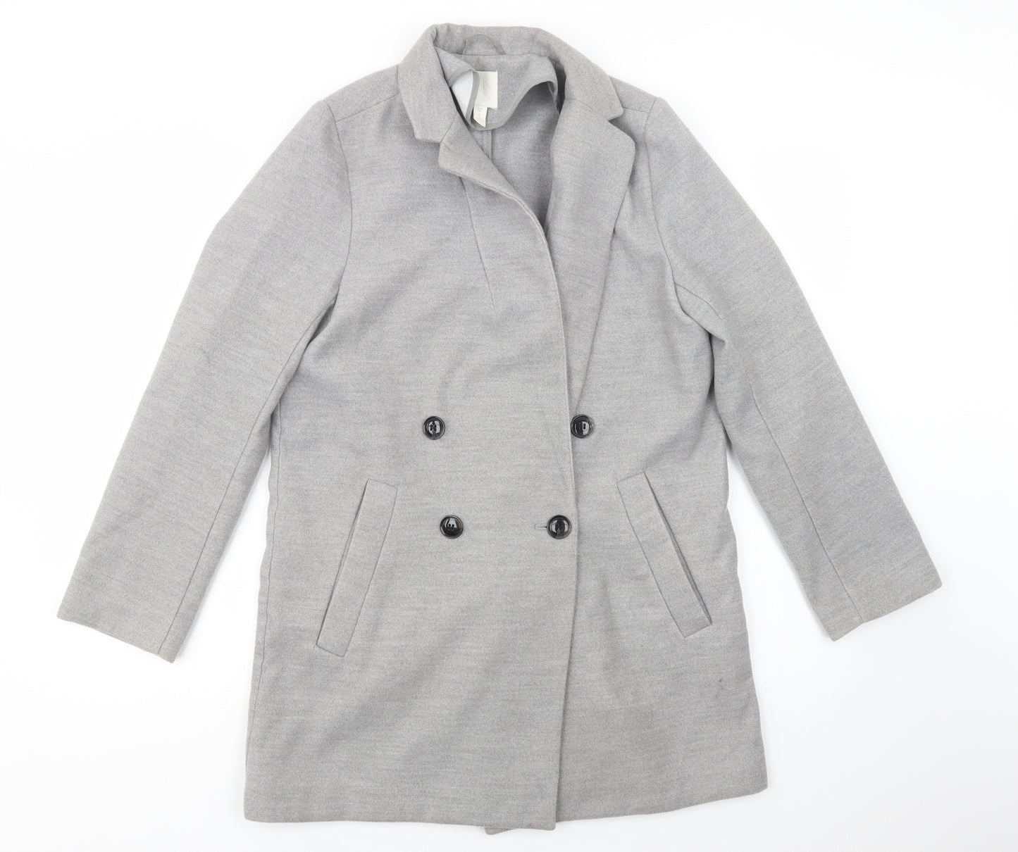 H&M Womens Grey   Pea Coat Coat Size 8  Button