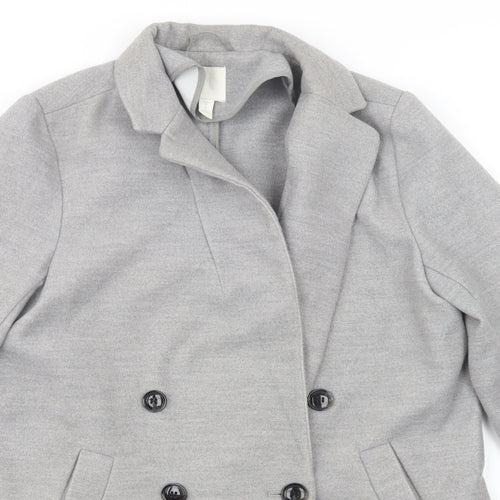 H&M Womens Grey   Pea Coat Coat Size 8  Button