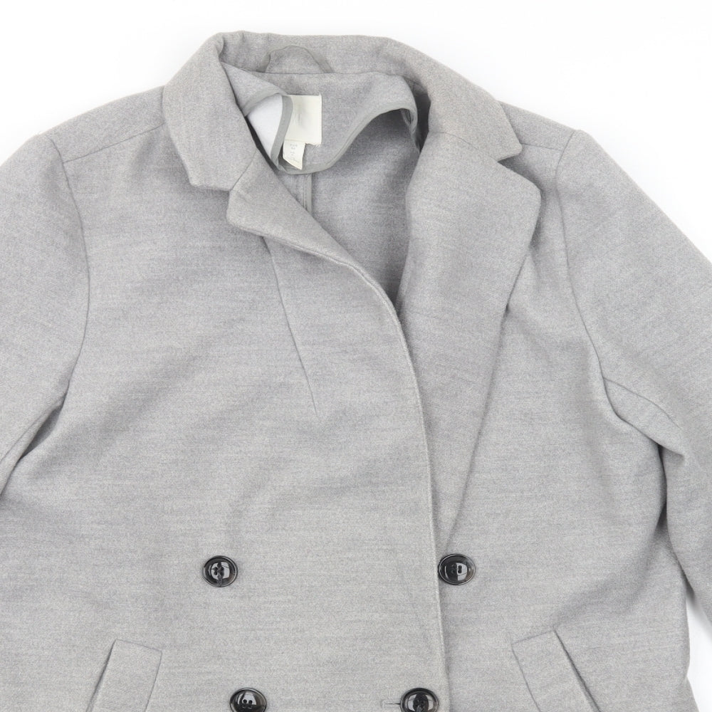 H&M Womens Grey   Pea Coat Coat Size 8  Button