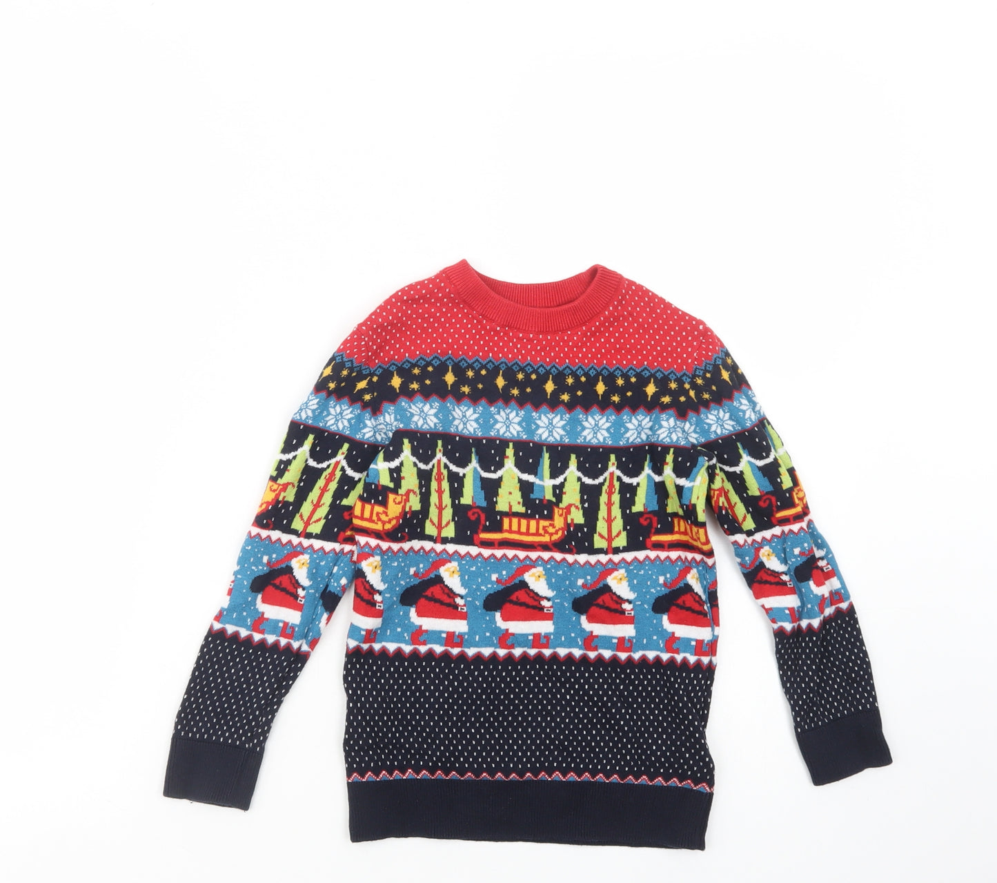 NEXT Boys Multicoloured Crew Neck Fair Isle Cotton Shrug Jumper Size 5 Years  Pullover - Christmas Jumper