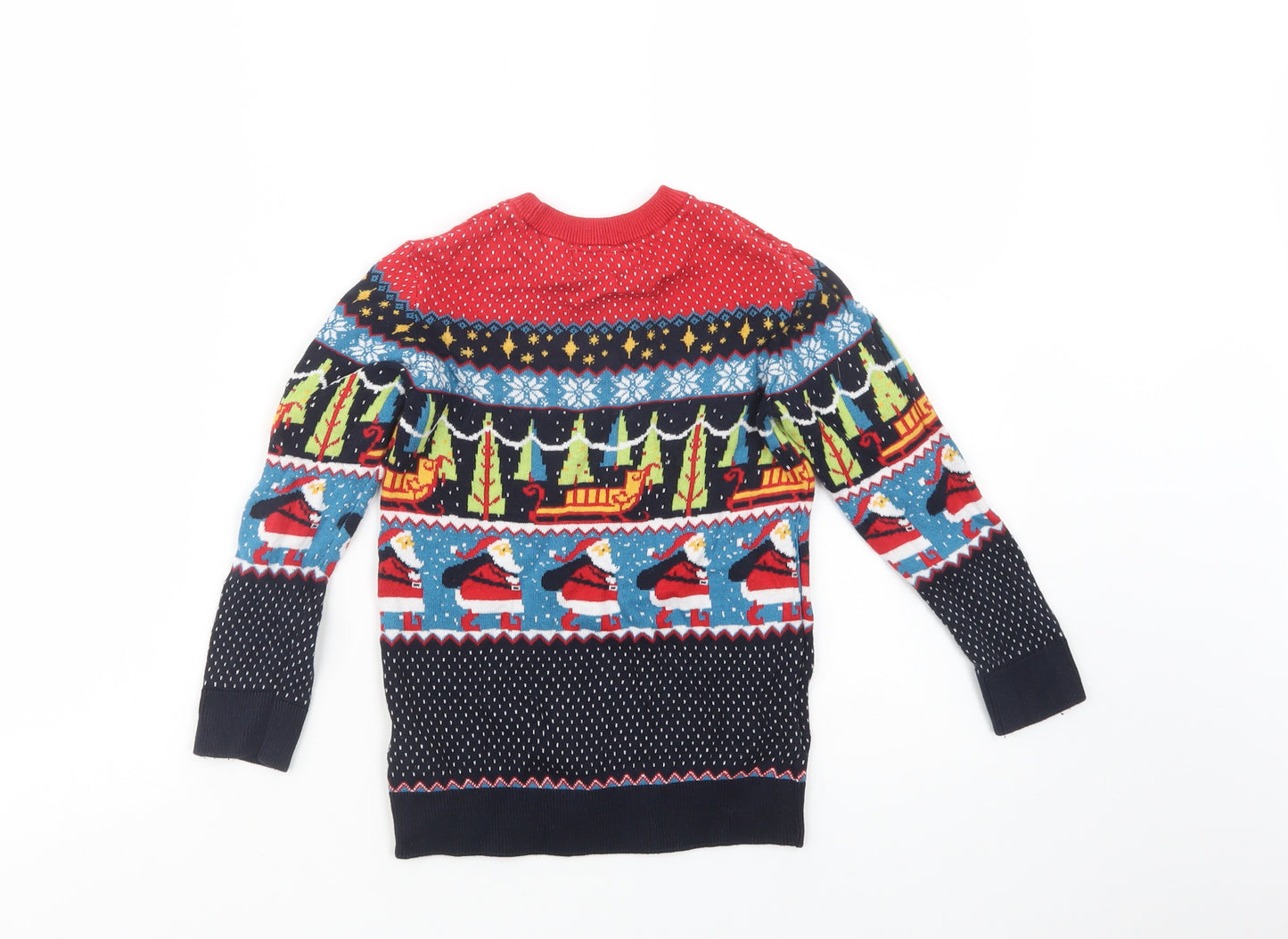 NEXT Boys Multicoloured Crew Neck Fair Isle Cotton Shrug Jumper Size 5 Years  Pullover - Christmas Jumper