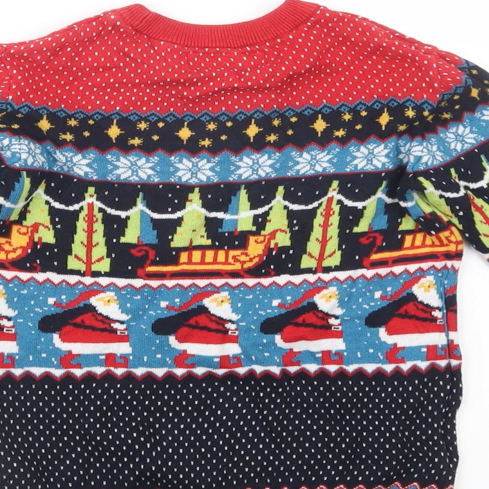NEXT Boys Multicoloured Crew Neck Fair Isle Cotton Shrug Jumper Size 5 Years  Pullover - Christmas Jumper