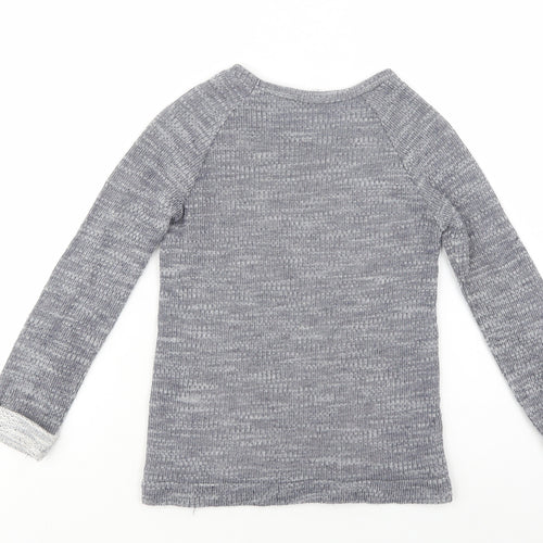 Matalan Girls Grey Crew Neck  Cotton Pullover Jumper Size 6-7 Years  Pullover - Lace Detail