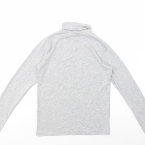 Select Womens Grey  Viscose Basic Blouse Size M Roll Neck