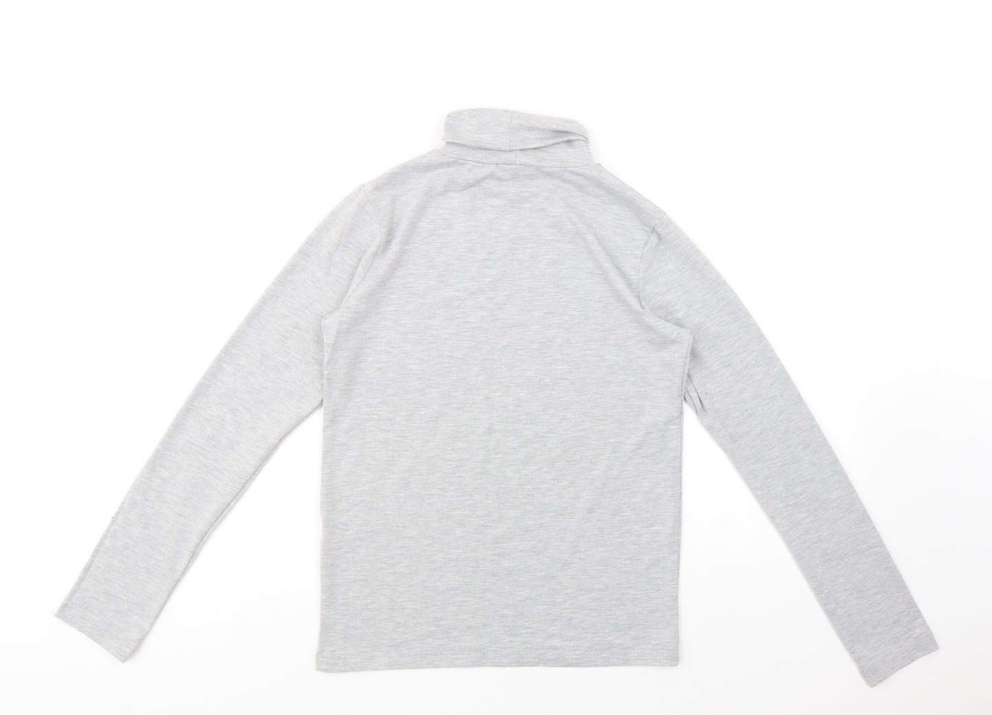 Select Womens Grey  Viscose Basic Blouse Size M Roll Neck