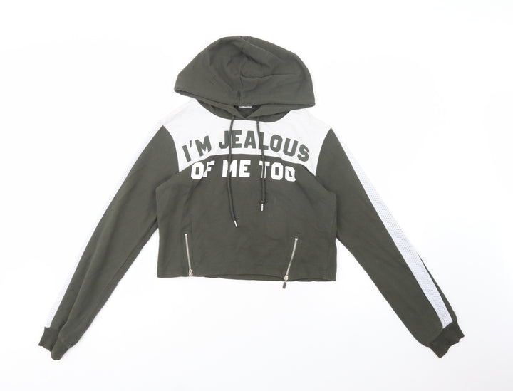 Select Womens Green  Cotton Pullover Hoodie Size 8  Pullover - Jealous Of Me