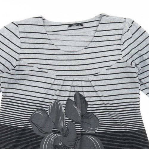Izabel Womens Grey Scoop Neck Striped Polyester Tunic Jumper Size XL