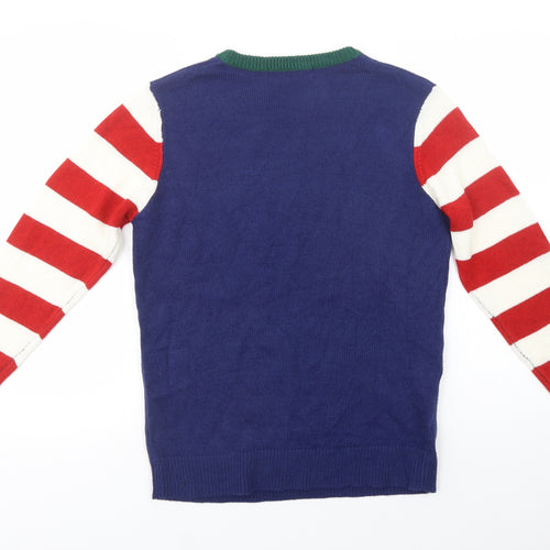 B&M Womens Blue Crew Neck Striped Acrylic Pullover Jumper Size 16   - Christmas Jumper