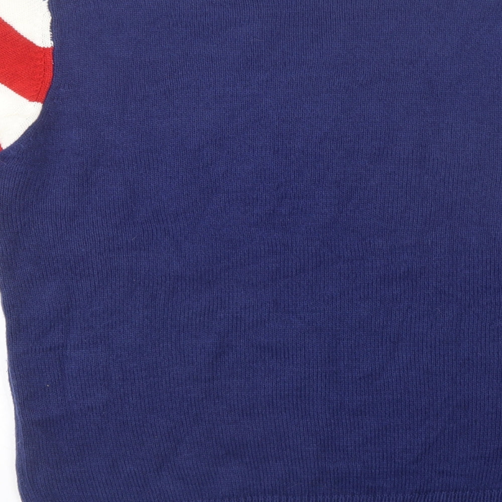 B&M Womens Blue Crew Neck Striped Acrylic Pullover Jumper Size 16   - Christmas Jumper