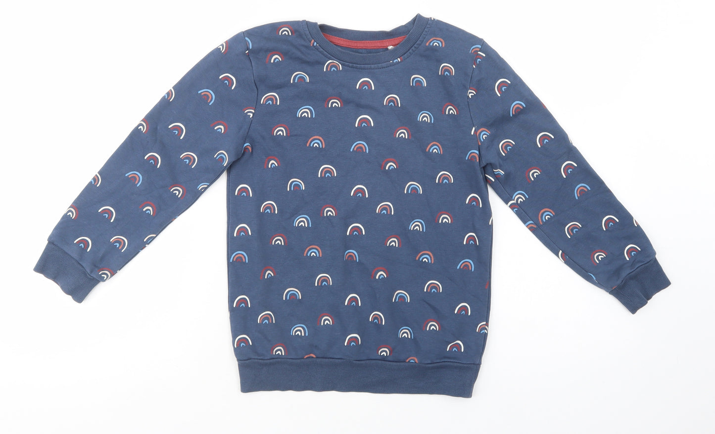 George Girls Blue Geometric Cotton Pullover Sweatshirt Size 6-7 Years  Pullover - Rainbow Print