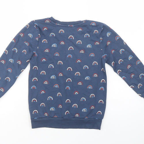 George Girls Blue Geometric Cotton Pullover Sweatshirt Size 6-7 Years  Pullover - Rainbow Print