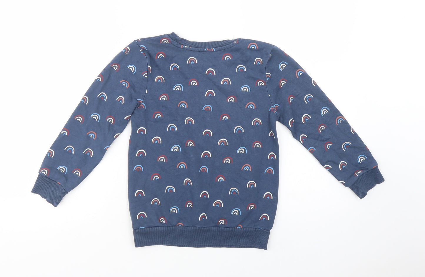 George Girls Blue Geometric Cotton Pullover Sweatshirt Size 6-7 Years  Pullover - Rainbow Print