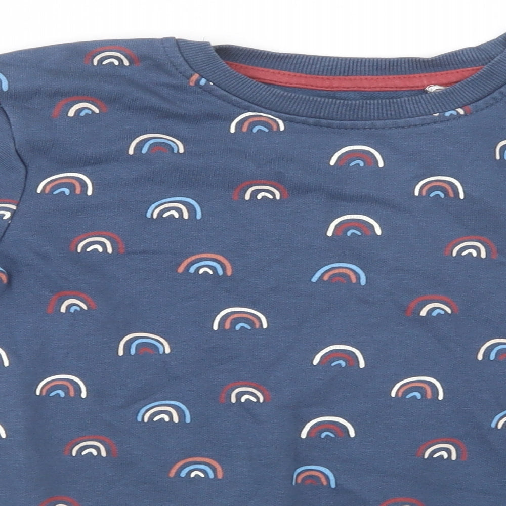 George Girls Blue Geometric Cotton Pullover Sweatshirt Size 6-7 Years  Pullover - Rainbow Print