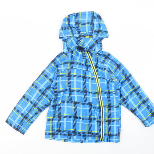 name it Boys Blue Plaid  Windbreaker Jacket Size 6 Years  Zip