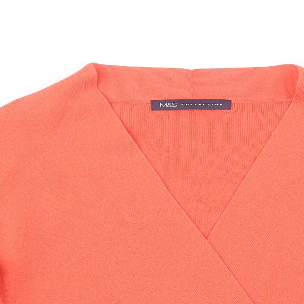 Marks and Spencer Womens Orange V-Neck  Viscose Cardigan Jumper Size M