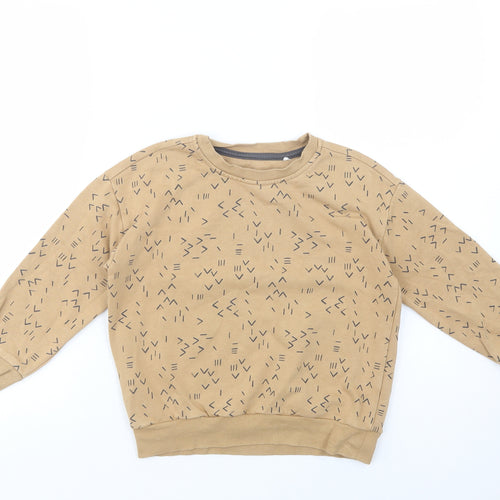 George Boys Beige Geometric Cotton Pullover Sweatshirt Size 5-6 Years  Pullover