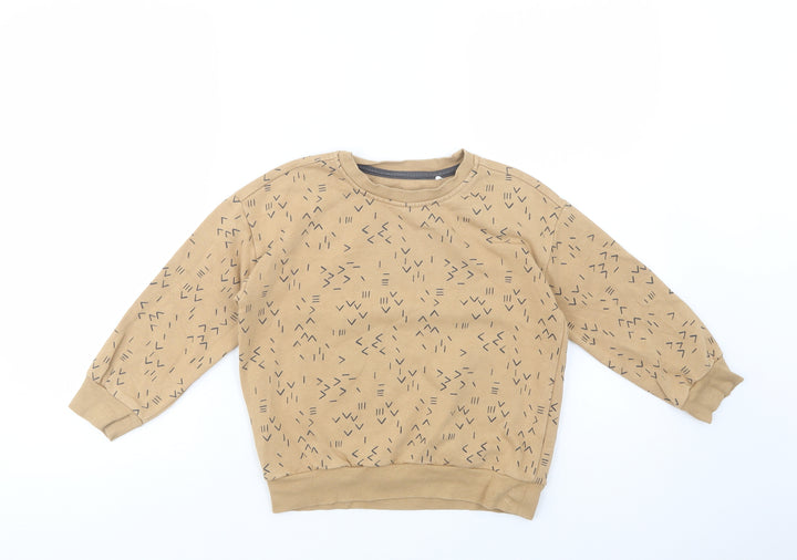 George Boys Beige Geometric Cotton Pullover Sweatshirt Size 5-6 Years  Pullover