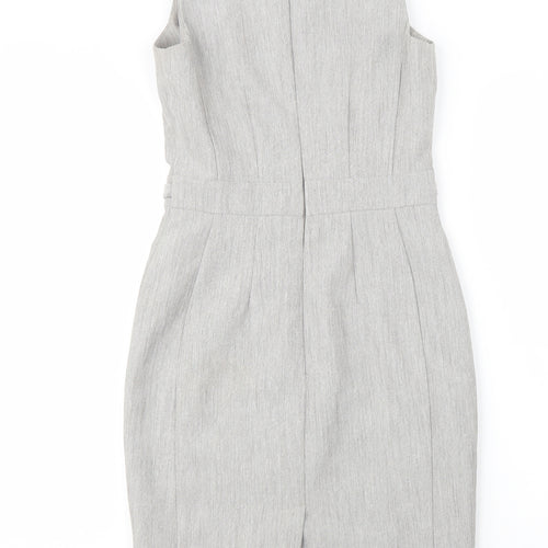 Primark Womens Grey  Polyester Pencil Dress  Size 4  Boat Neck Zip