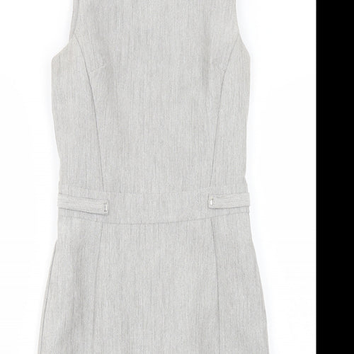 Primark Womens Grey  Polyester Pencil Dress  Size 4  Boat Neck Zip