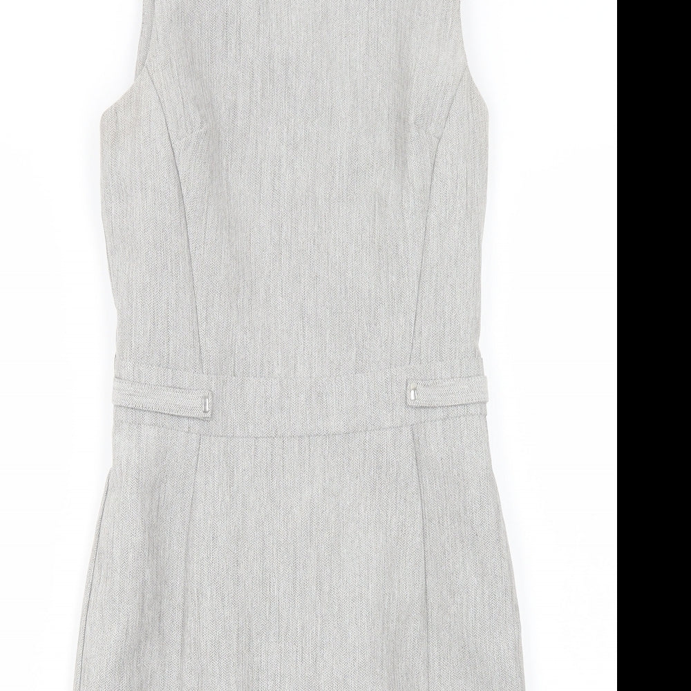 Primark Womens Grey  Polyester Pencil Dress  Size 4  Boat Neck Zip