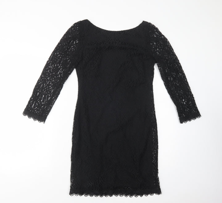 Atmosphere Womens Black  Cotton Pencil Dress  Size 8  Boat Neck Pullover