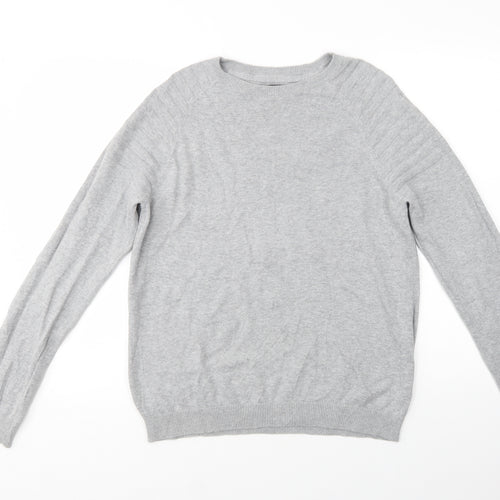 River Island Mens Grey Crew Neck  Cotton Pullover Jumper Size M