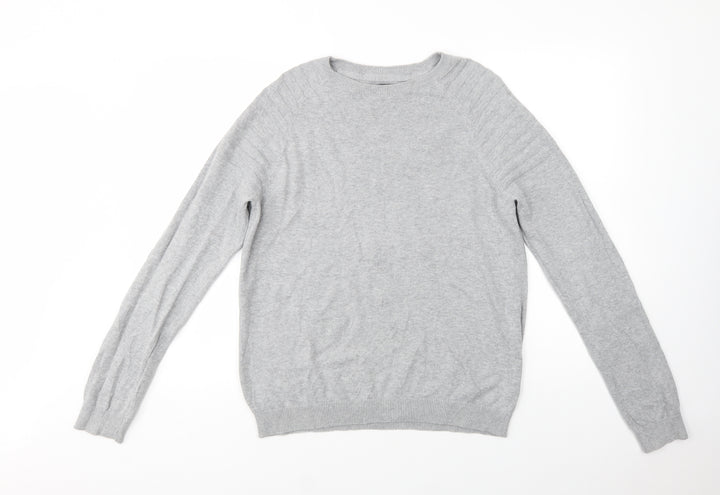 River Island Mens Grey Crew Neck Cotton Pullover Jumper Size M
