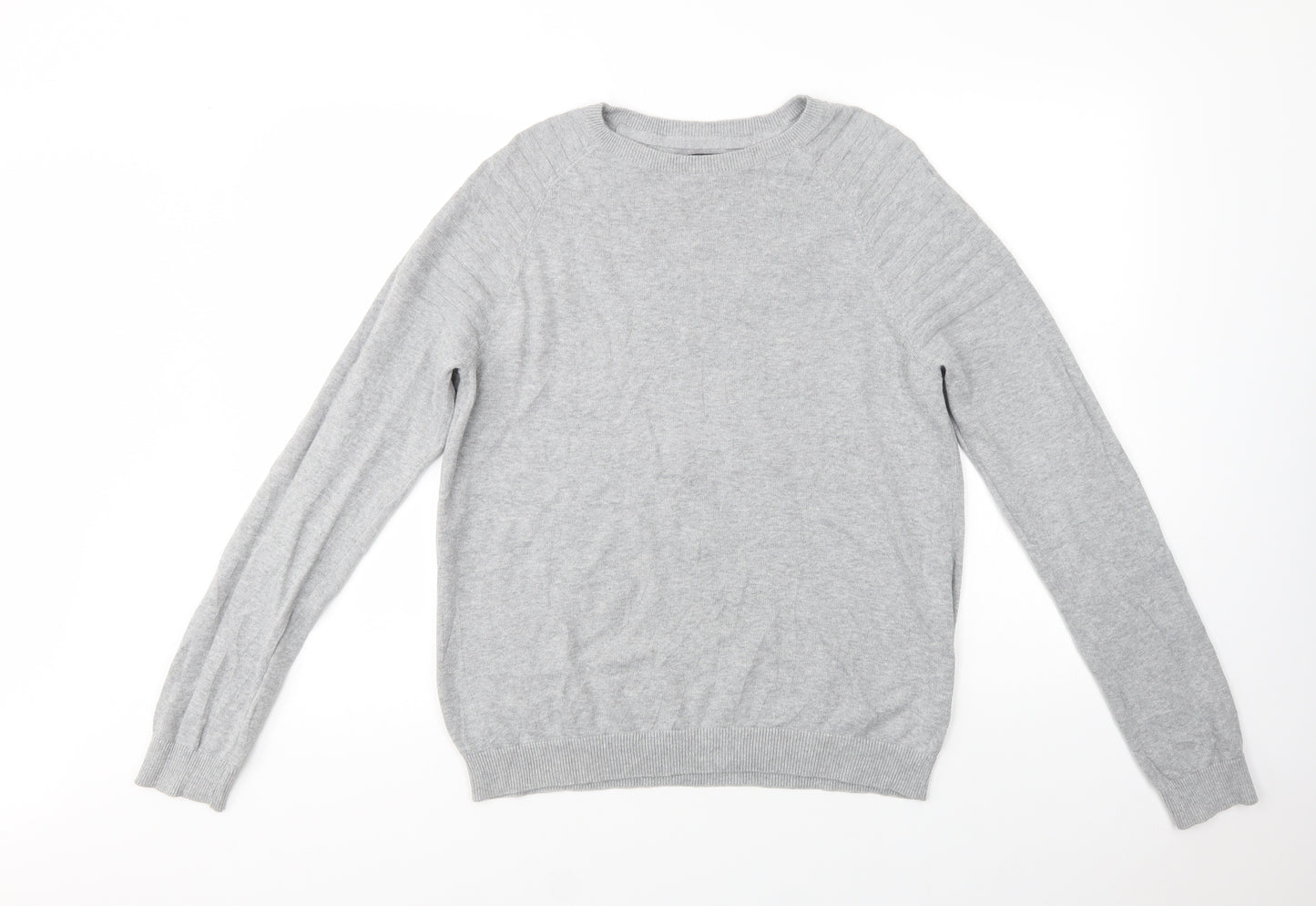 River Island Mens Grey Crew Neck  Cotton Pullover Jumper Size M