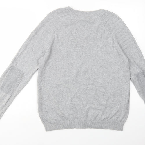 River Island Mens Grey Crew Neck  Cotton Pullover Jumper Size M
