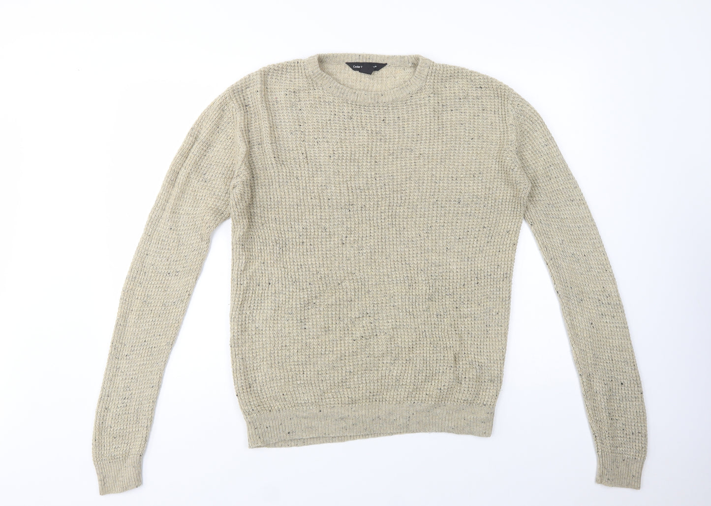 Cedarwood State Mens Beige Crew Neck  Acrylic Pullover Jumper Size S