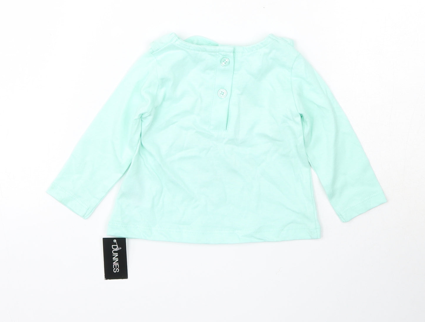 Dunnes Stores  Green  100% Cotton Basic T-Shirt Size 0-3 Months Round Neck Button - St. Patrick's day