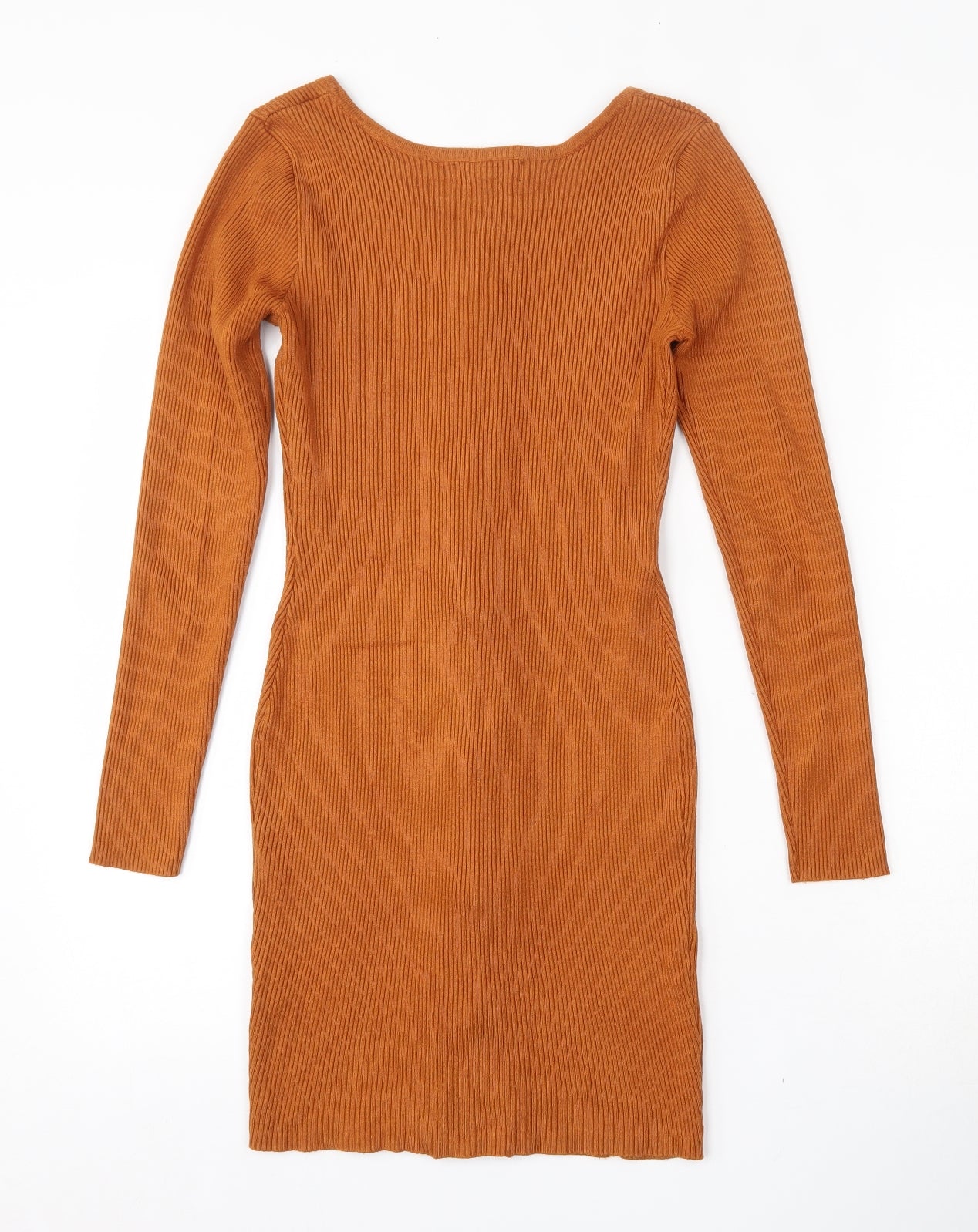 LU NYC  Womens Orange  Viscose Bodycon  Size L  Scoop Neck Zip