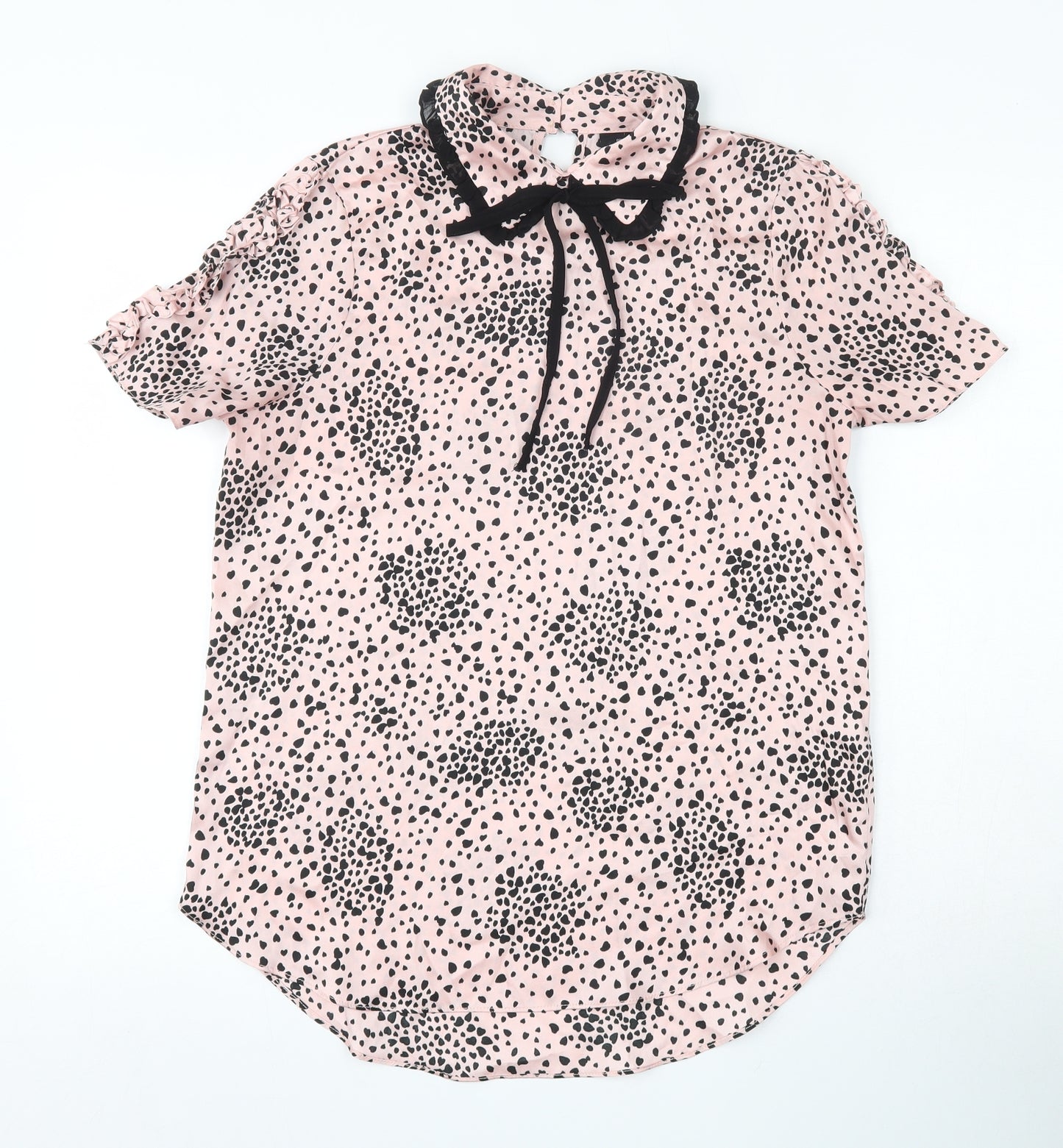River Island Womens Pink Geometric Polyester Basic Blouse Size 8 Collared