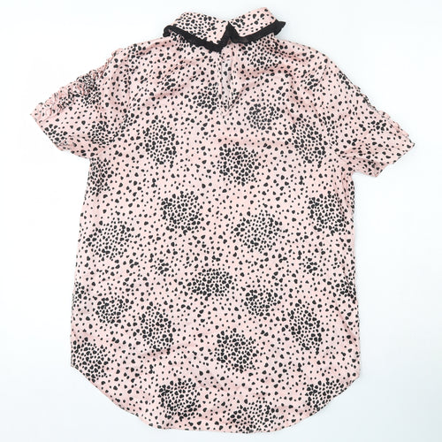 River Island Womens Pink Geometric Polyester Basic Blouse Size 8 Collared