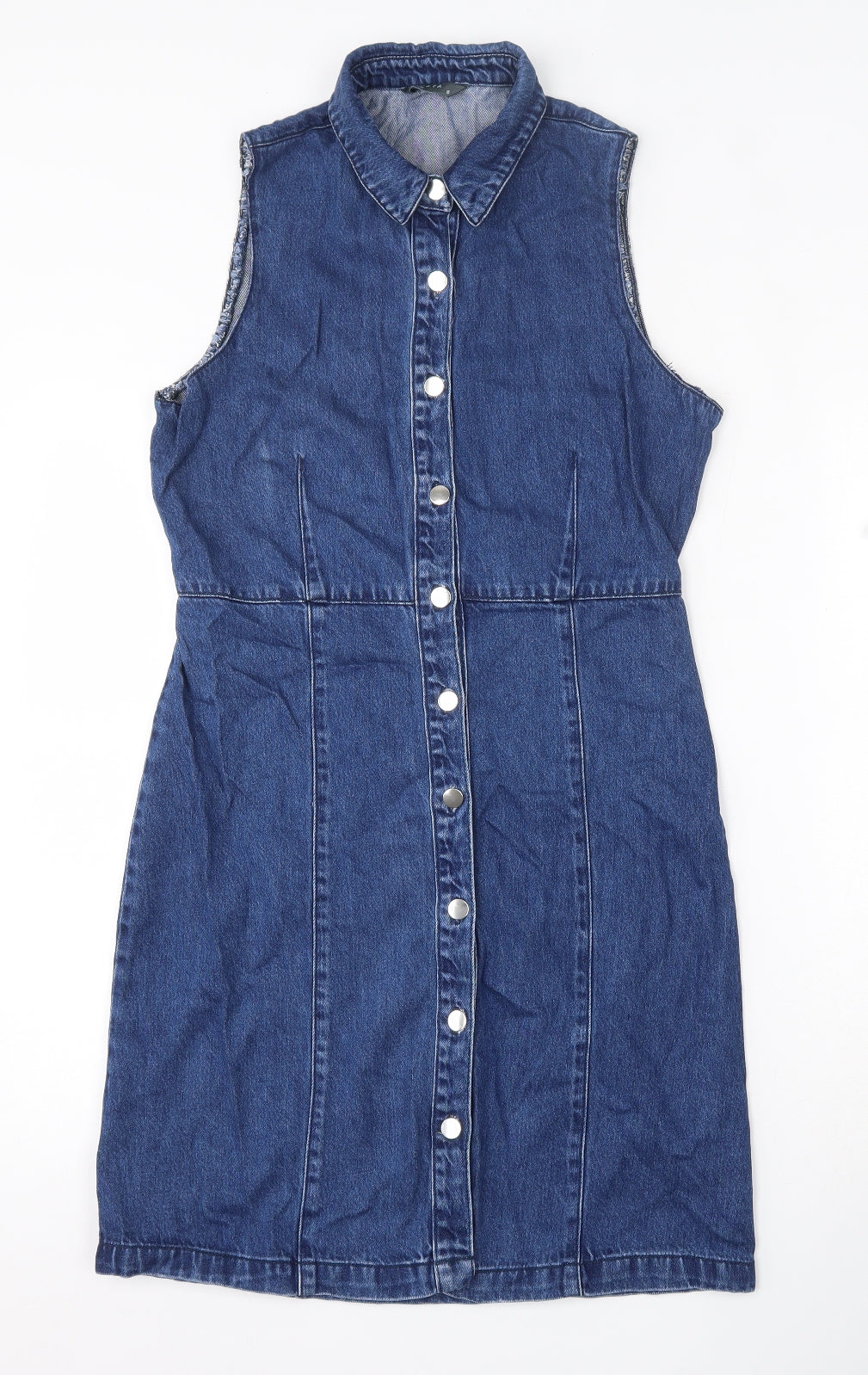 Papaya Womens Blue  Cotton Shirt Dress  Size 8  Collared Button