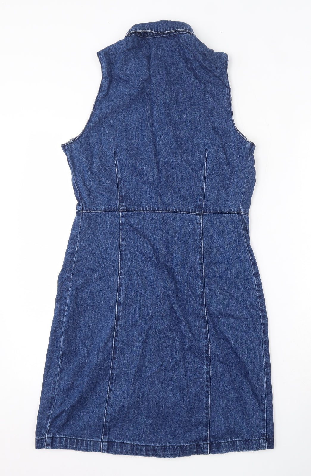 Papaya Womens Blue  Cotton Shirt Dress  Size 8  Collared Button