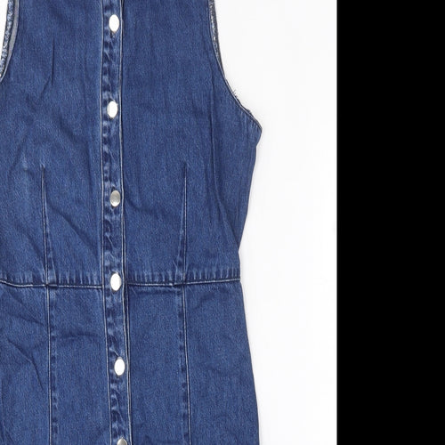 Papaya Womens Blue  Cotton Shirt Dress  Size 8  Collared Button